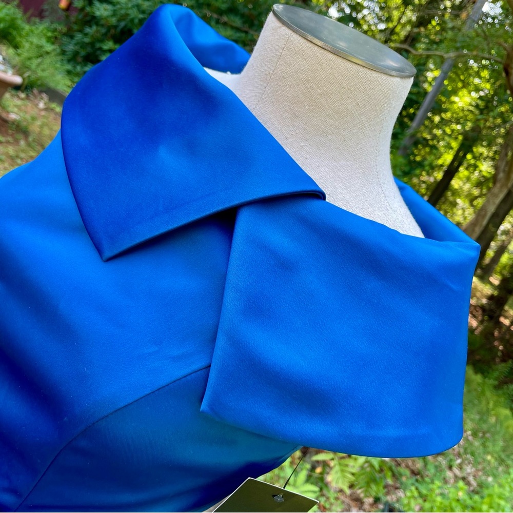 RARE NWT Ellen Tracy Vibrant Blue Pin Up 40’s Style Belted Dress Size: 2P - Picture 6 of 16